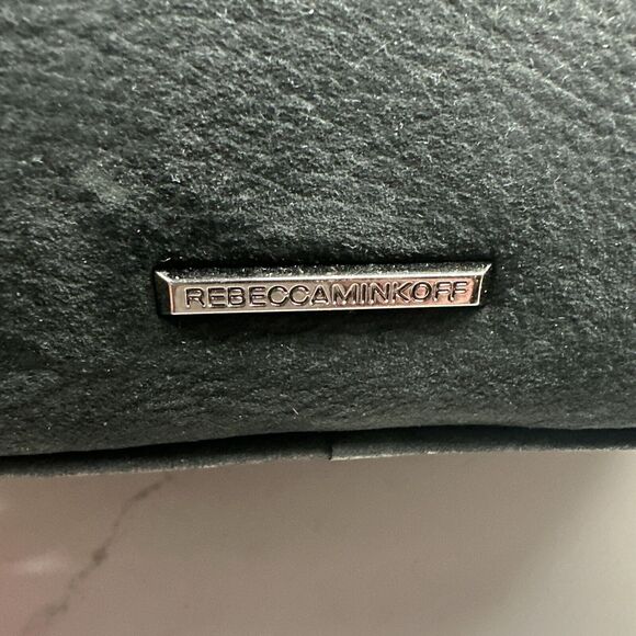 REBECCA MINKOFF Grove Suede Leather Handbag Dark Grey Tassel Top Handle Purse - Picture 7 of 16